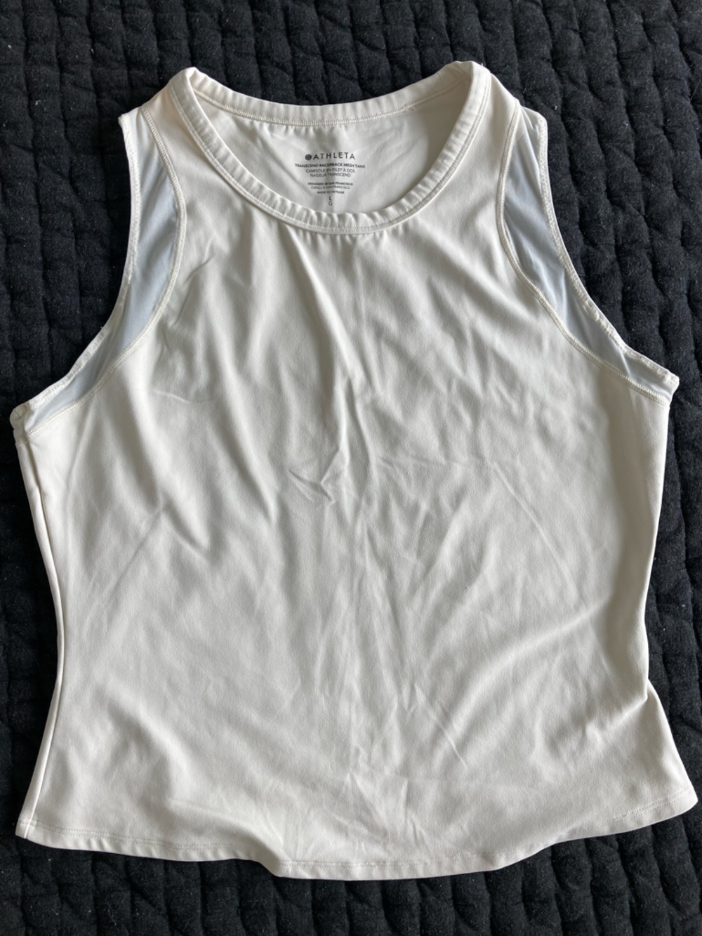 Athleta White Transcend Racerback Mesh Tank